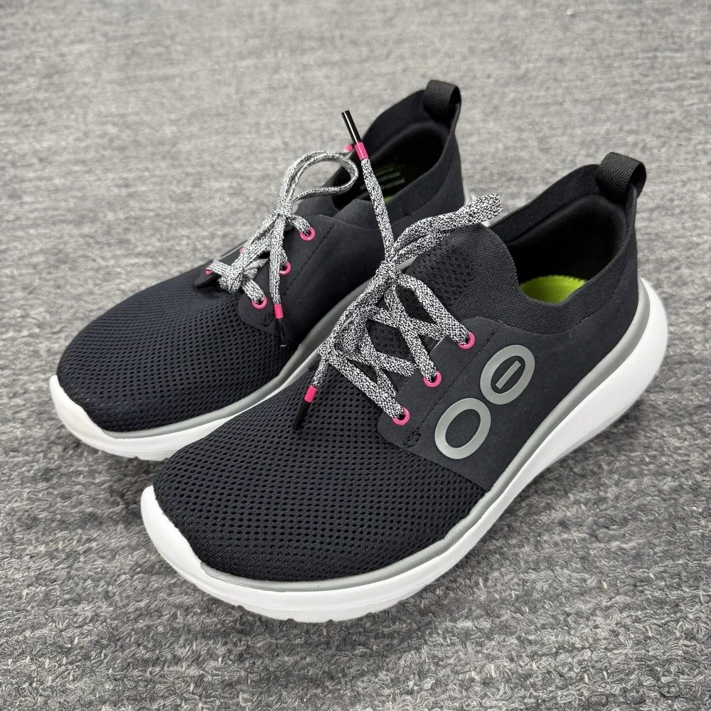 OOFOS OOmy Stride Recovery Sneakers Women 7.5 38.5 Comfort Knit Casual Lace Up